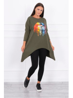 Palaidinė su 3/4 rankovėmis „Kiss“ (Chaki)