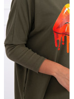 Palaidinė su 3/4 rankovėmis „Kiss“ (Chaki)