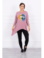 Palaidinė su 3/4 rankovėmis „Kiss“ (Tamsi rožinė)