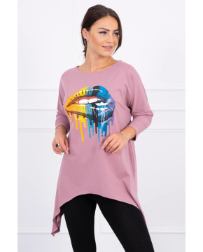 Palaidinė su 3/4 rankovėmis „Kiss“ (Tamsi rožinė)