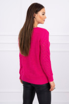 Vilnonis megztinis su skylutėmis (Fuksijos)