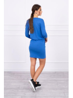 Viskozinė suknelė su surišamu juosmeniu (Mėlyna)