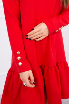 Suknelė su plaėjančiu sijonu ir sagutėmis (Raudona)