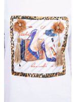 Palaidinė su aplikacija 3D ir dekoratyvinėmis bumbulu (Balta)