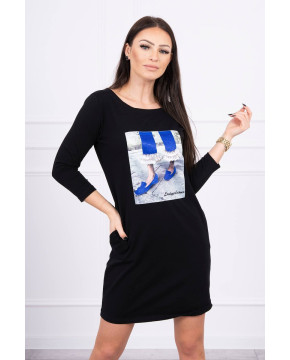 Suknelė su aplikacija (Juoda) Suknelė su aplikacija (Juoda)
