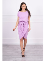 Suknelė su asimetrišku priekiu ir dirželiu (Alyvinė)