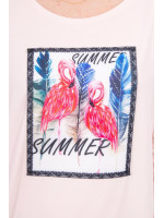 Palaidinė su flamingo aplikacija 3D (Šviesiai) (Rožinė)