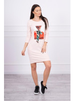 Suknelė su stilinga 3D aplikacija (Šviesiai) (Rožinė)