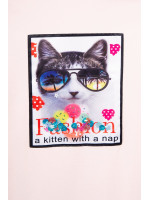 Suknelė su 3D katino aplikacija (Šviesiai) (Rožinė)