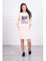 Suknelė su 3D katino aplikacija (Šviesiai) (Rožinė)