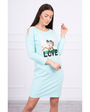 Suknelė su užrašu LOVE (Mėtos)