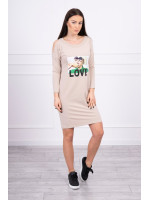 Suknelė su užrašu LOVE (Smėlio spalva)