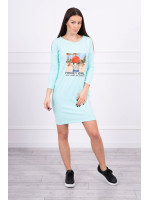 Suknelė su užrašu Honey girl (Mėtos)