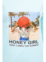 Suknelė su užrašu Honey girl (Mėtos)