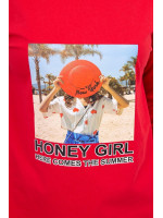 Suknelė su užrašu Honey girl (Raudona)