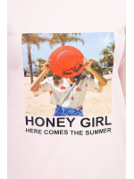 Suknelė su užrašu Honey girl (Šviesiai) (Rožinė)