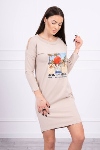 Suknelė su užrašu Honey girl (Smėlio spalva)