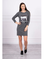 Suknelė su užrašu ,,Handleo With" su (Grafito)