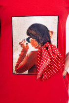 Suknelė su kaspino 3D aplikacija (Raudona)