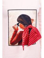 Suknelė su kaspino 3D aplikacija (Šviesiai) (Rožinė)