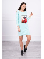 Suknelė su kaspino 3D aplikacija (Mėtos)