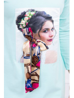 Suknelė su 3D aplikacija ir platėjančia apačia (Mėtos)