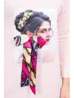 Suknelė su 3D aplikacija ir platėjančia apačia (Šviesiai) (Rožinė)