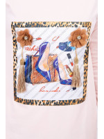 Suknelė su aplikacija 3D ir dekoratyviniu bumbulu (Šviesiai) (Rožinė)