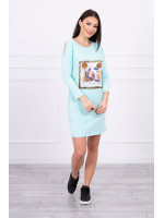 Suknelė su aplikacija 3D ir dekoratyviniu bumbulu (Mėtos)