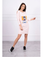 Suknelė su išraiškinga 3D aplikacija (Šviesiai) (Rožinė)