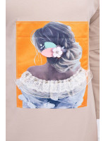 Suknelė su piešinio aplikacija (Smėlio spalvos)