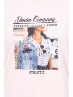 Palaidinė su spalvota 3D aplikacija (Šviesiai) (Rožinė)