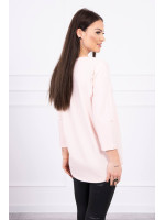 Palaidinė su spalvota 3D aplikacija (Šviesiai) (Rožinė)