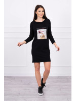 Suknelė su spalvinga aplikacija (Juoda)