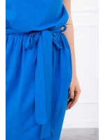 Suknelė su asimetrišku priekiu ir dirželiu (Mėlyna)