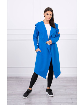 Ilgas kardiganas su gobtuvu (Mėlyna)