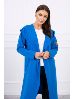 Ilgas kardiganas su gobtuvu (Mėlyna)