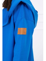 Ilgas kardiganas su gobtuvu (Mėlyna)