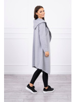 Ilgas kardiganas su gobtuvu (Pilka)