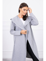 Ilgas kardiganas su gobtuvu (Pilka)