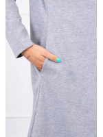 Ilgas kardiganas su gobtuvu (Pilka)