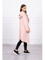Ilgas kardiganas su gobtuvu (Šviesiai rožinė)