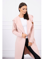 Ilgas kardiganas su gobtuvu (Šviesiai rožinė)