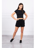 Medvilninis komplektas su šortais (Juoda)