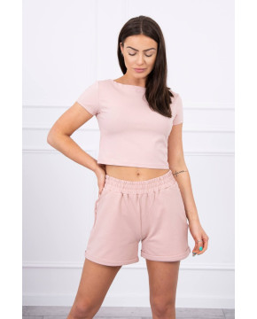 Medvilninis komplektas su šortais (Rausva Medvilninis komplektas su šortais (Rausva