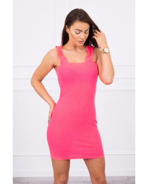 Suknelė su rauktomis petnešėlėmis (Neoninė rožinė) Suknelė su rauktomis petnešėlėmis (Neoninė rožinė)