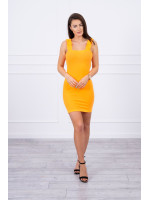 Suknelė su rauktomis petnešėlėmis (Neoninė oranžinė)