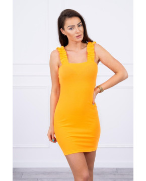 Suknelė su rauktomis petnešėlėmis (Neoninė oranžinė) Suknelė su rauktomis petnešėlėmis (Neoninė oranžinė)