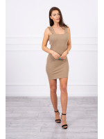 Suknelė su rauktomis petnešėlėmis (Šviesiai ruda)