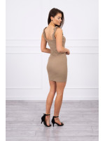 Suknelė su rauktomis petnešėlėmis (Šviesiai ruda)